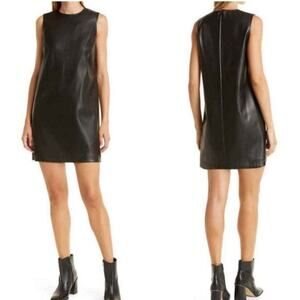 Theory Bedford Black Faux Leather Dress Size 6